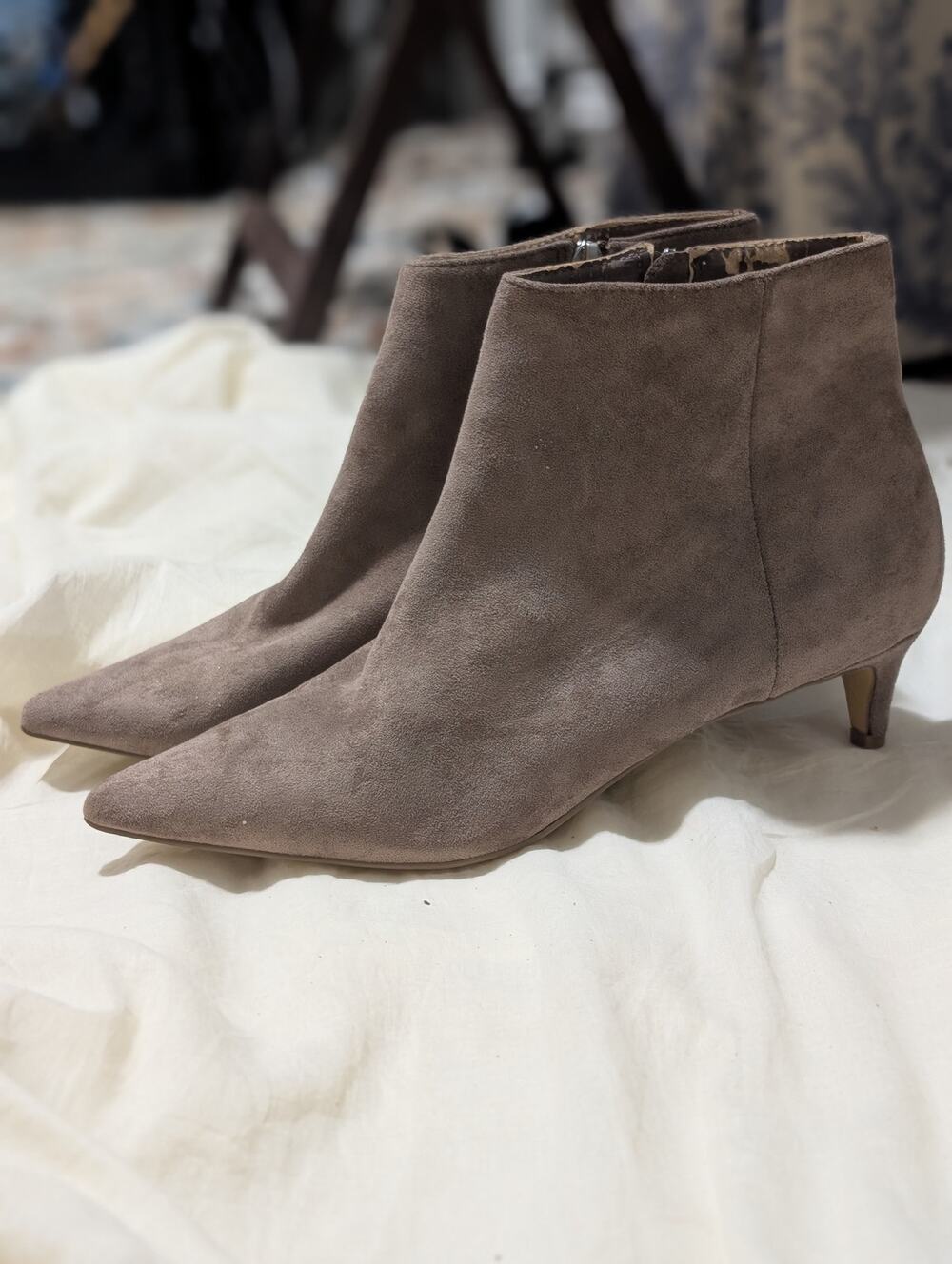Charles by Charles David Taupe Kitten Heel Booties
